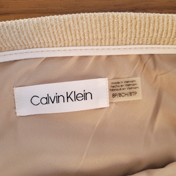 Calvin Klein Cream Tweed Pencil Office Professional Skirt - Picture 2 of 5